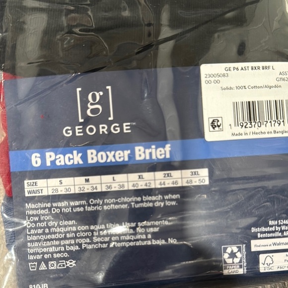 George Men's Boxer Briefs 6 Pack - Blue, Gray, Red - Picture 3 of 7